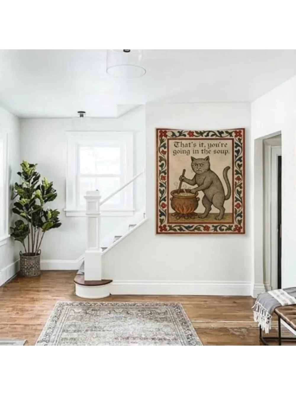 Vintage Medieval Cat Tapestry - Quirky Wall Art for Living Room & Bedroom Decor